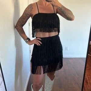 black fringe set western concert